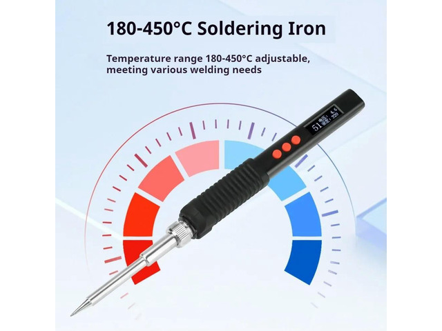 T12 OLED 180-450 Adjustable Soldering Iron with Type-C/DC5521 Port Support PD/QC Fast Charging Ceramic Heater