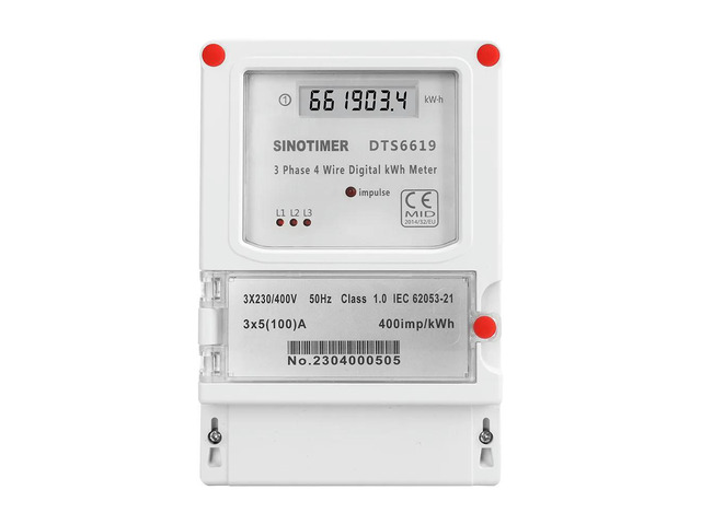 LCD Digital Energy Meter AC 400V 5-100A 50Hz 3 Phase 4 Wires kWh Power Consumption Electricity Measurement Wall-mounted