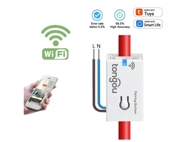 Energy Meter Tuya with kWh Monitoring and Prepaid Function 1-50A Real-time Power Consumption/Voltage/Current Monitor