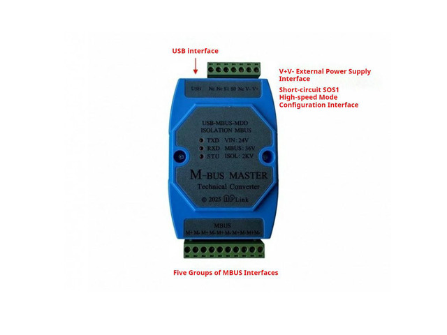 350 Loads Industrial USB to M-Bus Master Full Isolation 300-19200bps 1KM for Water Gas Heat Meter Data Acquisition Support Win