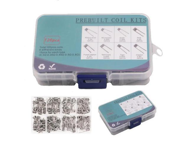 120PCS Prebuilt Coil Kits 0.3 0.45 0.35 0.5 0.8 8 Kinds of Coils 15PCS Each Prebuilt Coil Kits
