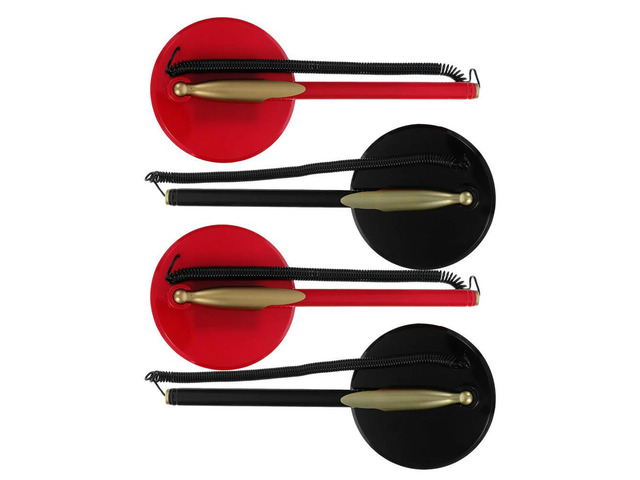 4Pcs Premium Ballpoint Pen Round Base for Guest Book Signing Wedding Reception Business Meeting Desk Organizer Black
