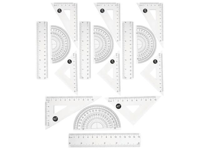 4Sets Compact Multi-Functional Drawing Ruler Kit Plastic Measuring Tools Set with Precise Graduations Box for Art