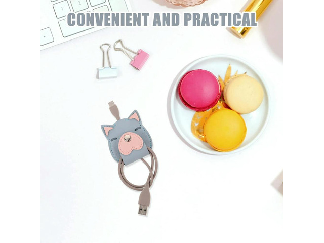 5Pcs PU Earphone Cord Wrap Compact Cable Winder Animal Design Cord Keeper for Earbuds Headphones USB Charging Cables Desktop
