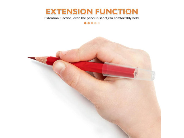 50Pcs Transparent Pencil Caps Extender Holders Clear Plastic Pen Tip Protectors Stationery Supplies for School Office Drawing