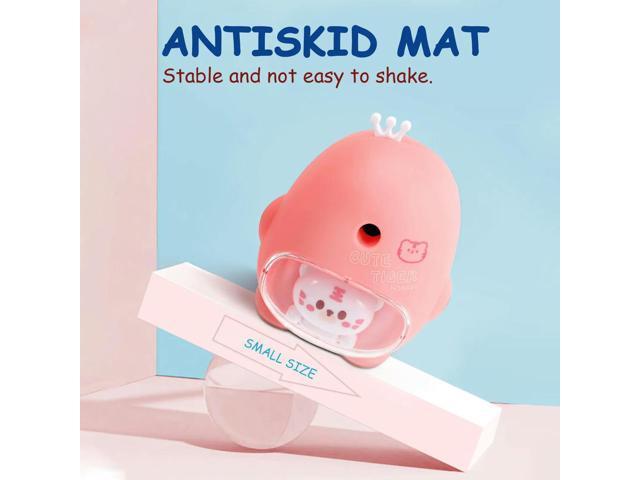 Kids Pencil Sharpener Cartoon Manual Handheld Plastic Sharpener for Pupils Large Capacity Chip Box Suction Design Lovely