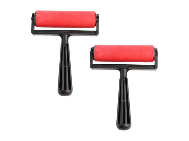 2Pcs Plastic Printmaking Roller 10Cm Diamond Drawing for Ink Glue Spreading Scrapbooking Stamping Art Craft Projects
