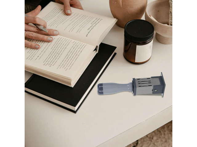 Self-Inking Handheld Date Stamp Rolling Date Stamper Mini el Signature Stamp for Office Document Day Marker