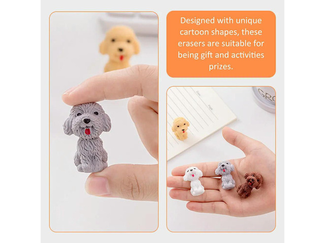 20Pcs Puppy Rubber Erasers Cartoon Animal Erasers Lovely School Supplies Students Cute Dog Shaped Erasing Tool Prize Gift