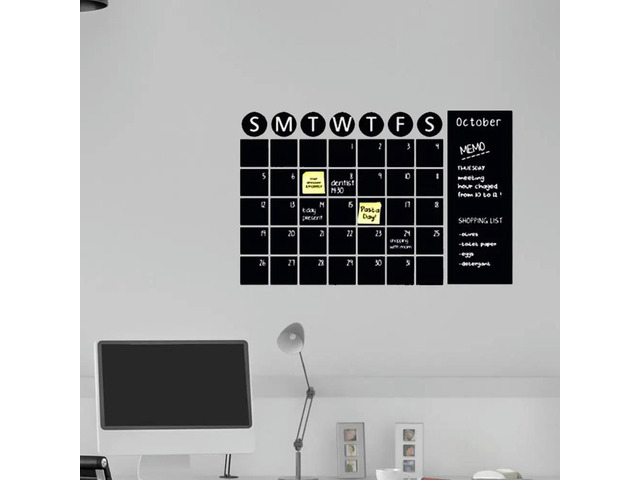 1 Sheet Blackboard Wall Sticker Self-Adhesive Decorative Wall Decal Removable PVC Sticker for Fridge Desk Office