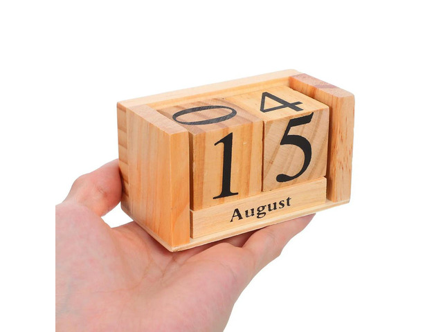 Wooden Calendar for Desk Solid Wood Manual Combination Rustic Office Decor Daily Use Perpetual Block Calendar Desktop Decoration