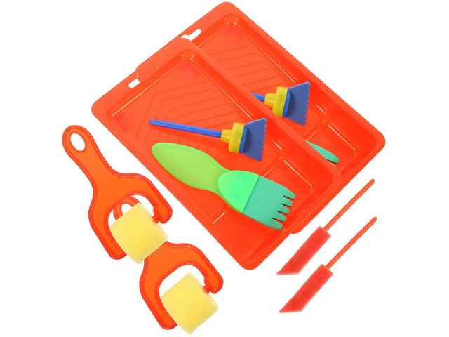 2Sets Sponge Painting Brush Roller Set for Kids Premium Material Easy Control Soft Sponges Great Gift for Young Artists Art