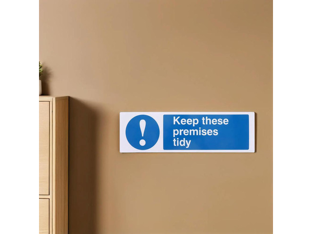 Self Adhesive Keep Premises Tidy Sign High Definition Industrial Warning Identification Sticker for Office School Hotel Business