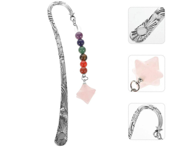 Stone Pendant l Bookmark Vintage Hollow Design Lightweight For Book Lovers Readers Students Teachers Women