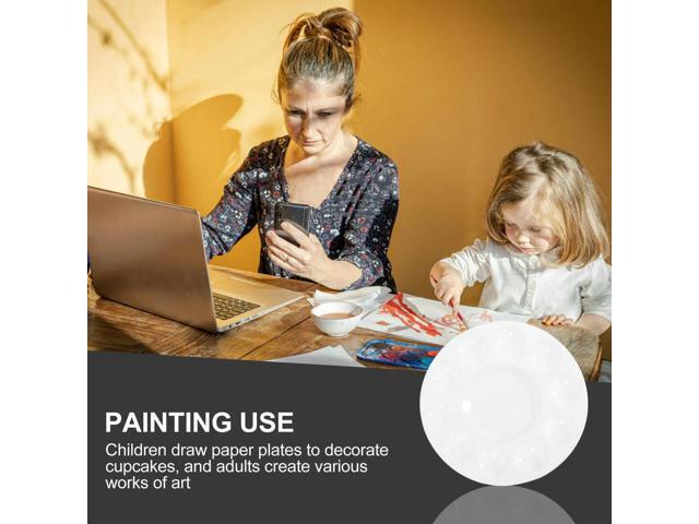 12Pcs Heavy Duty Plastic Art Palettes Smooth Surface Washable Painting Pallet Trays for School Crafts Party Workshop Color