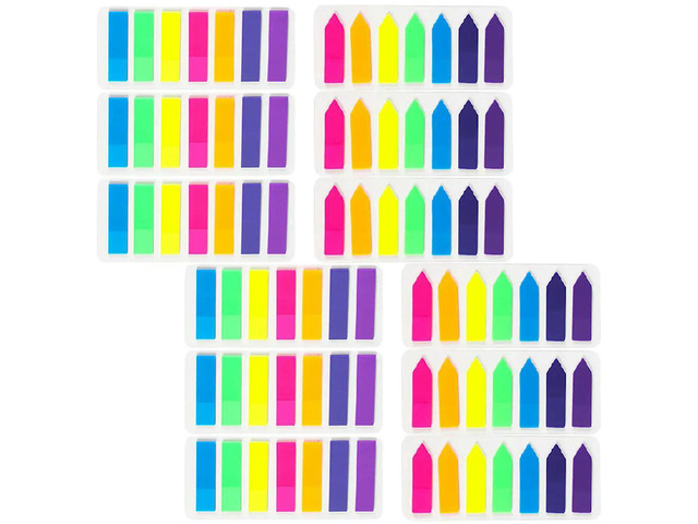 12Sets Fluorescent Colored Index Tabs Sticky Markers for Books Notes Diaries Catalogs Files School Office Daily Necessities