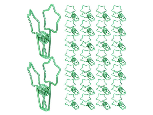 50Pcs Star Shape l Paper Clips Green Colored Binder Clips for Office School Craft Projects Decorative Paperclips Bookmark