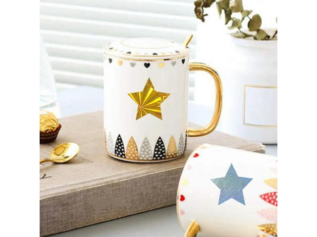 Star Stickers Kids Reward Star Stickers Coated Paper Self-Adhesive Shiny Holographic Eye-Catching Decorative Classroom Supplies