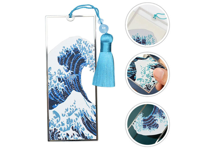 Alloy Material Ocean Wave Bookmark Tassel Book Mark Decorative Graduation Gift Birthday Present School Supplies Study