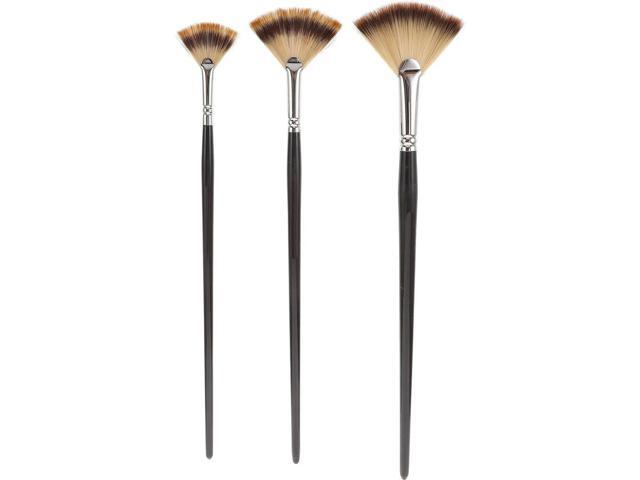 3Pcs Black Artist Brush Set Nylon Bristles Wooden Handle The 4Th 8Th 12Th Sizes Oil Acrylic Painting Brushes for Beginners