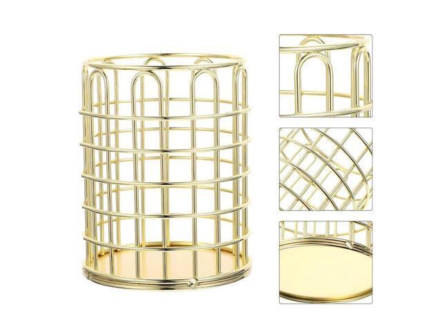 2Pcs Wire l Pen Holder Cylindrical Desk Organizer for Pens Pencils Markers Rulers Makeup Brushes Living Room Bedroom Office