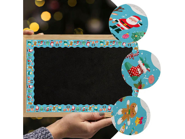 1 Roll Removable Blackboard Border Sticker Christmas Design Decorative Border Trim for Classroom Bulletin Board Door Window