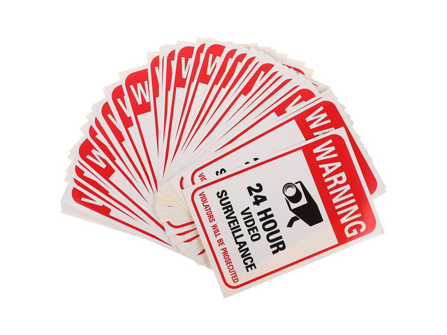 50 Pieces Video Surveillance Warning Stickers Self-Adhesive Bright Security Camera Sign Convenient Easy Apply Warning Decals