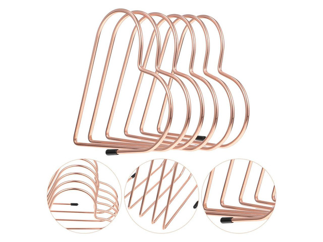Premium Iron Bookend Heart Design Desktop Book Holder Wear-Resistant Book Organizer for Study Bedroom Library Bookshelf