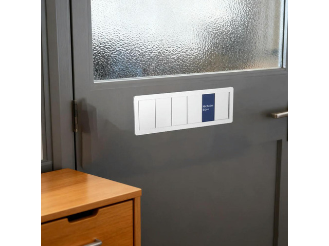 Acrylic Office Door Status Sign Silver Frame Vibrant Background White Text Sliding Privacy Indicator for Meeting in Progress Do