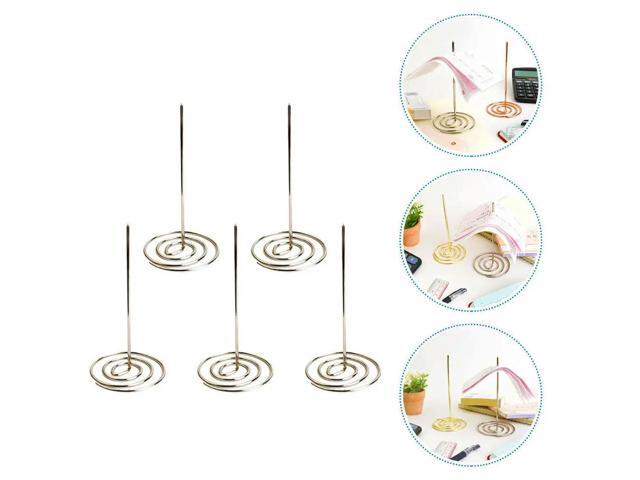 5Pcs Stainless Steel Receipt Holder Spike Heavy Base Desktop Bill Organizer for Restaurant Office Kitchen Milk Tea Shop Memo