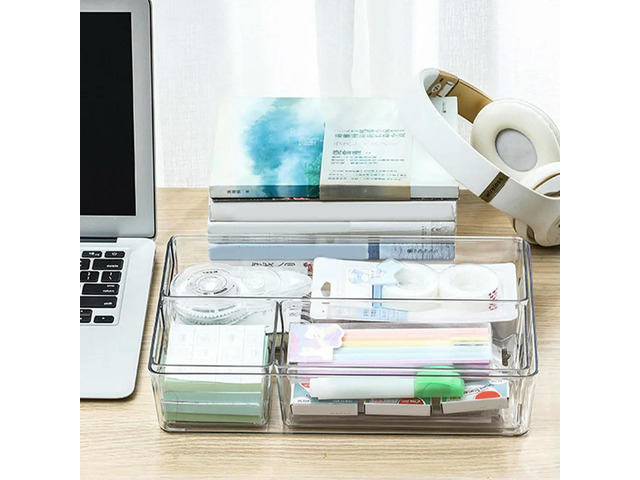 2Pcs Desktop Organizer Boxes Drawer Dividers Sundries Sorting Box Holder Home Office Kitchen