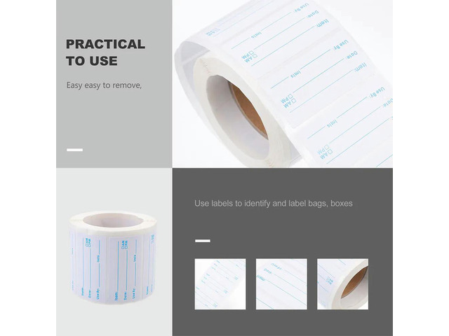 2 Rolls Rotating Food el Stickers Writable Removable No Residue Detach Tab Technology for Meat Vegetables Batches Freezer