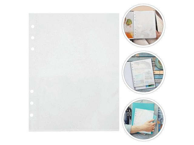 50Pcs A5 Clear Sheet Protectors PP Material 6-Hole Binder Inserts with Pockets for Photos Recipe Cards Stickers Loose Leaf