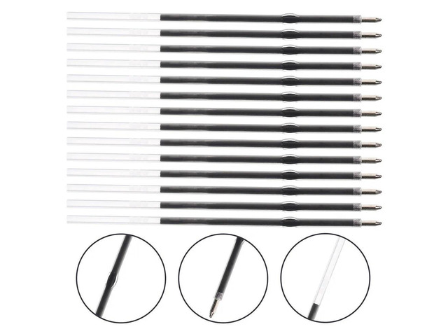 200Pcs 0.7mm Black Ballpoint Pen Refills Smooth Writing Fine Tip Easy Replace Quick Dry Ink Universal Compatibility Office Pen