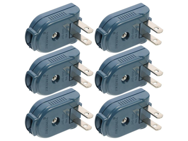 6Pcs Us Plug 2 Prong Replacement Electric Plugs Rotatable 90 Degree Screw Lock Light Duty Extension Cord Small Appliance Use