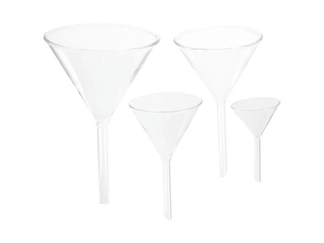 4 Pcs Borosilicate Glass Funnel Set oratory Short Stem Funnel Kit 40Mm 60Mm 75Mm 90Mm Heat Resistant Scientific Glass Filler