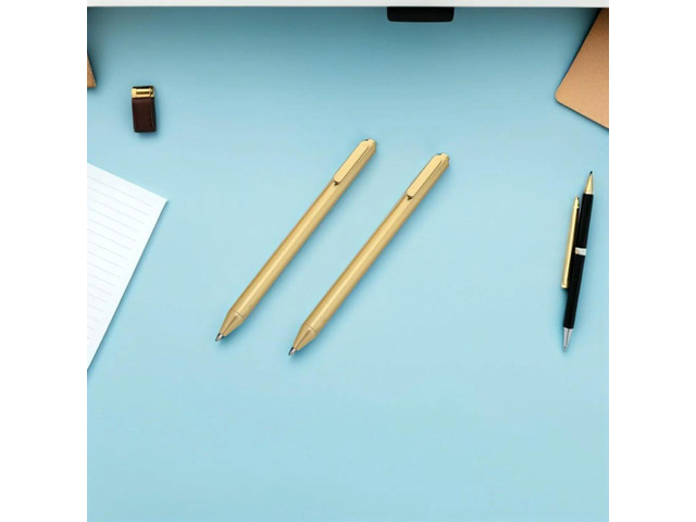 30Pcs Gold Ballpoint Pens Press Type Slim Plastic Business Retractable Smooth Ink Writing Utensil Employee Gift Office Signing