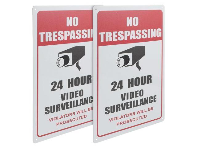 2Pcs Rectangular l Monitoring Sign Clear Printing Video Surveillance Warning Board for Public Areas Wall Fence Gate Tree