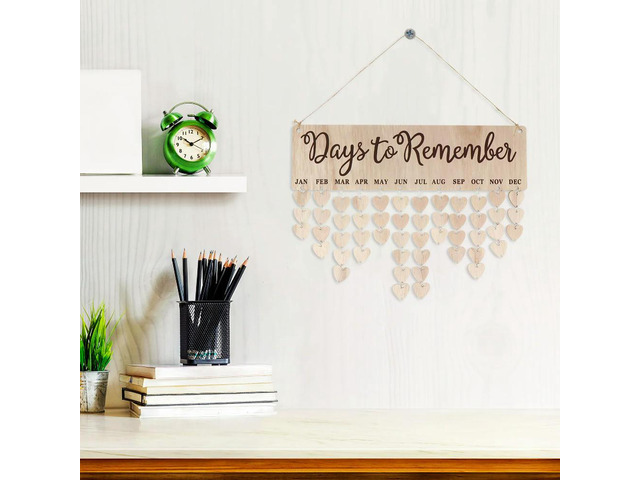 1Set Birthday Advent Calendar Reusable Wooden Party Pendant Decorative Wall Ornament Home Celebration Tracking Calendar