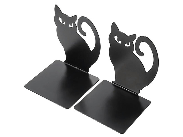 2Pcs Iron Cat Shaped Bookends Multi Function Book Organizer File Holders Reading Desk Stands Iron Bookend Reading Book Holders