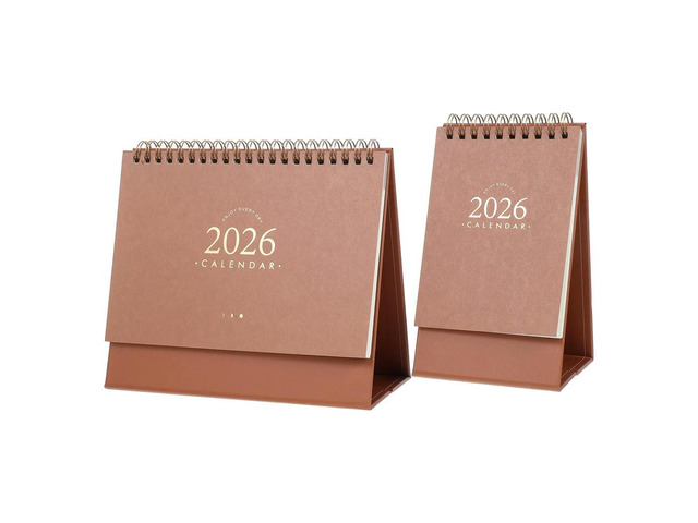 2Pcs Desk Calendar 2026 Vintage Minimalist Standing Flip Desktop Planner Daily Schedule Organizer Office Home Large 12 Months