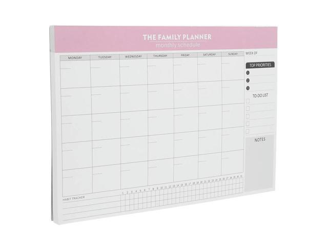 Monthly Planner Notepad Pink Office Memo Schedule Organizer Daily Weekly Monthly Task Checklist Productivity Tracker