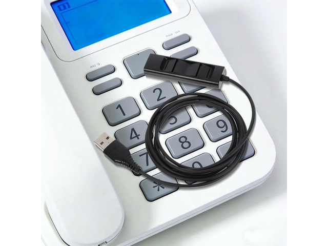 Single Pin Headset to USB Adapter Cable with Built-in Volume Mute Mic Controls for Landline Office Phone Systems Telephone