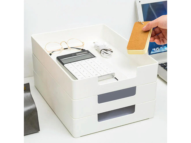 Lightweight Stackable Desk Organizer Desktop File Tray for Cosmetics Daily Necessities Home Office Study Multi-Function