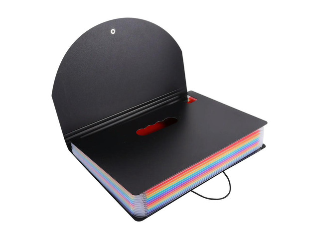 1Pcs Rainbow Multilayer File Folder 12-Pocket Plastic Paper Organizer with Organ Shape Design for Test Papers Letters Documents