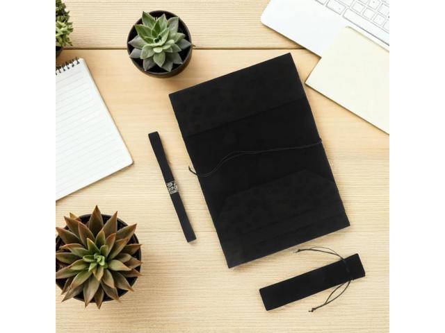 Black A5 Fabric Book Sleeve Protective Cover Washable Cloth Notebook Case Dustproof Diary Sleeve Book Protector for Work School