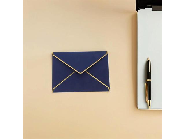 50Pcs Envelopes V-Flap Paper 7.3x5.3 Gold Foil Border Decorative Wedding Invitations Baby Shower Graduation Cards