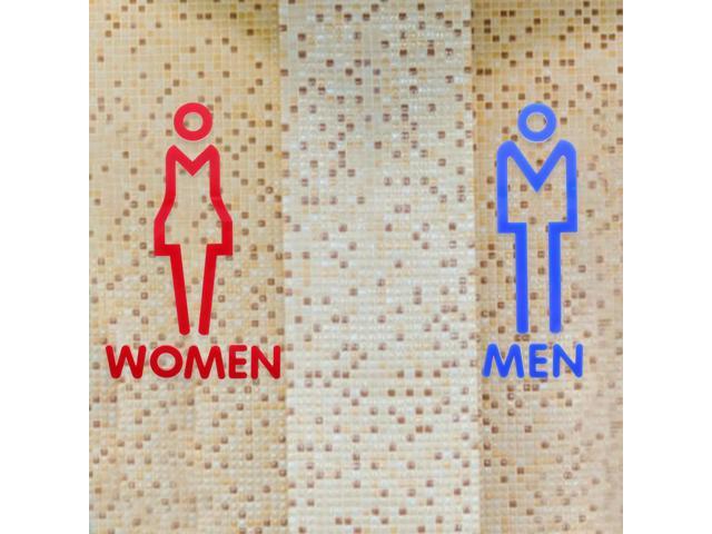 2Pcs Acrylic Toilet Sign Self-Adhesive Restroom Door Sign for Men and Women Bathroom Identification Decor Hotel Public Wc