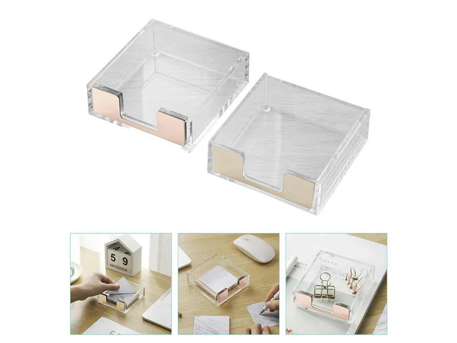 2Pcs Acrylic Memo Pad Holder Transparent Desk Organizer Notepad Dispenser for Office School Home Use Stationery Supplies