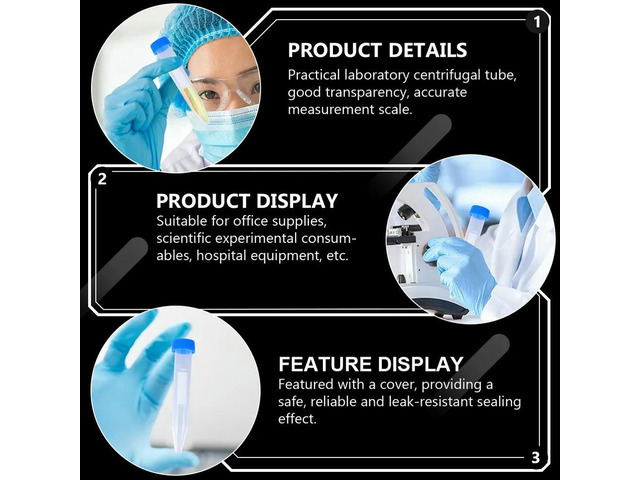 50Pcs 10Ml oratory Centrifuge Tubes Clear High-Transparency Accurate Scale Centrifugal Test Tube for Clinical Chemistry